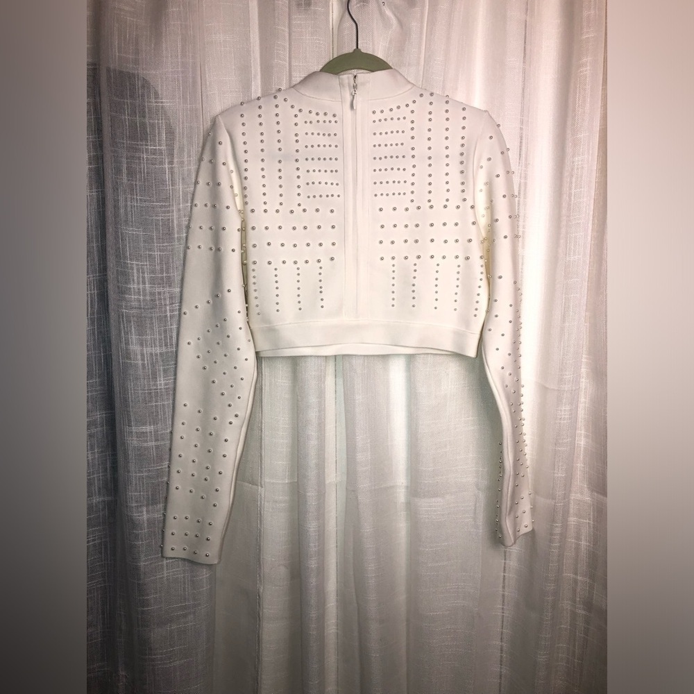 VENUS White Studded Crop Top. NWT size Large - Picture 10 of 16